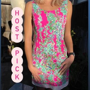 Lilly Pulitzer hot pink floral dress with lace 00